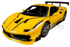 Ferrari 488 Challenge #25 Yellow Blue Stripes Ferrari Racing 1/24 Diecast Model Car Bburago 26307