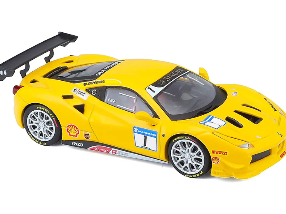 2017 Ferrari 488 Challenge #1 Yellow 1/43 Diecast Model Car Bburago 36306