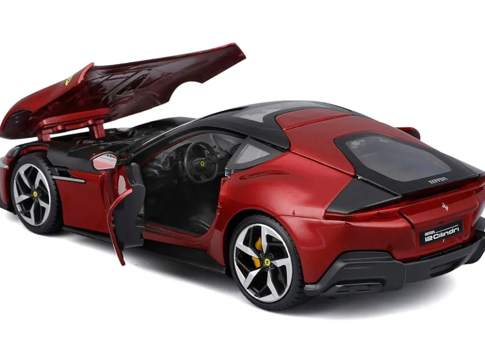 Ferrari 12Cilindri Red Metallic with Black Top "Race + Play" Series 1/24 Diecast Model Car by Bburago