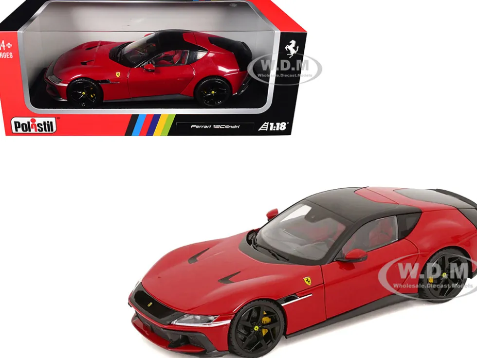 2024 Ferrari 12Cilindri Rosso Corsa Red with Black Top 1/18 Diecast Model Car by Polistil
