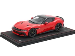 Ferrari 12Cilindri Rosso Corsa Red with Black Top with DISPLAY CASE Limited Edition to 200 pieces Worldwide 1/18 Model Car by BBR