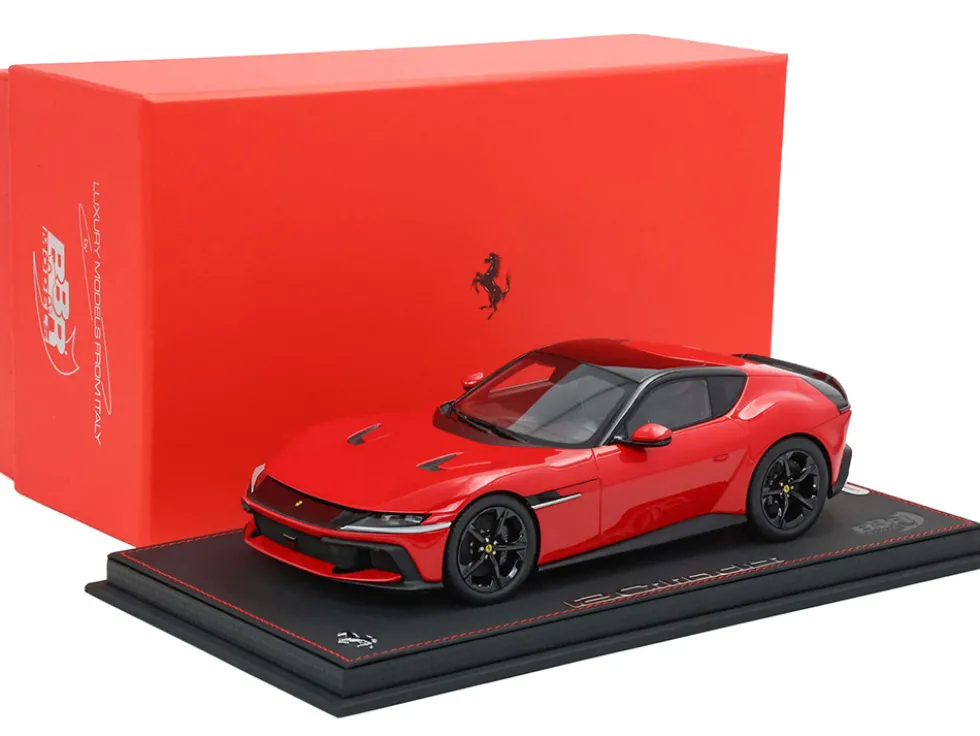 Ferrari 12Cilindri Rosso Corsa Red with Black Top with DISPLAY CASE Limited Edition to 200 pieces Worldwide 1/18 Model Car by BBR