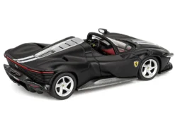 Ferrari Daytona SP3 Matt Black with White Stripes and Red Interior 1/64 Diecast Model Car by BBR