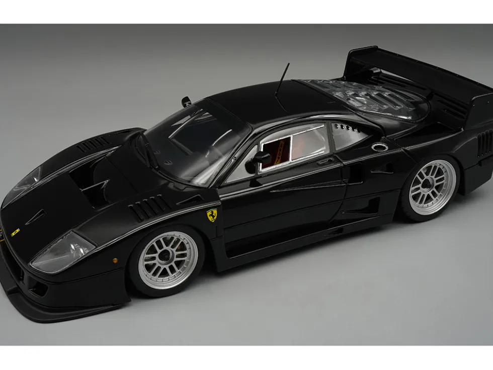 Ferrari F40 LM Black with Silver Enkei Rims "Press Version" (1996) "Mythos Series" Limited Edition to 40 pieces Worldwide 1/18 Model Car by Tecnomodel