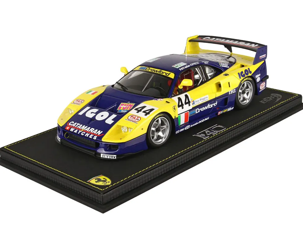 Ferrari F40 LM #44 Luciano Della Noce Anders Olofsson Carl Rosenblad Ennea SRL Igol 24 Hours of Le Mans 1996 with DISPLAY CASE Limited Edition to 200 pieces Worldwide 1/18 Model Car BBR P18139F