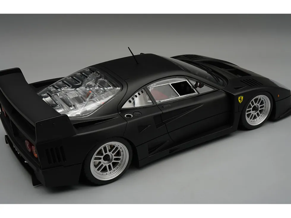 Ferrari F40 LM Matt Black with Enkei Silver Wheels "Press Version" (1996) "Mythos Series" Limited Edition to 75 pieces Worldwide 1/18 Model Car by Tecnomodel