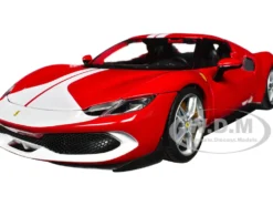 Ferrari 296 GTB Assetto Fiorano Red with White Stripes Race Play Series 1/18 Diecast Model Car Bburago 16017r