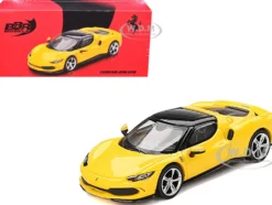 Ferrari 296 GTB Giallo Modena Yellow with Black Top 1/64 Diecast Model Car by BBR