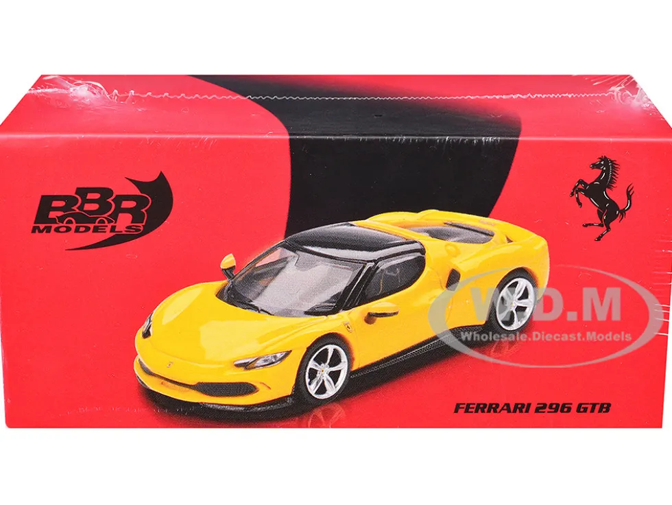 Ferrari 296 GTB Giallo Modena Yellow with Black Top 1/64 Diecast Model Car by BBR