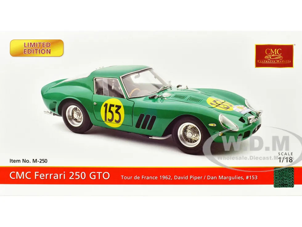 Ferrari 250 GTO #153 David Piper - Dan Margulies "Tour de France" (1962) Limited Edition to 2200 pieces Worldwide 1/18 Diecast Model Car by CMC