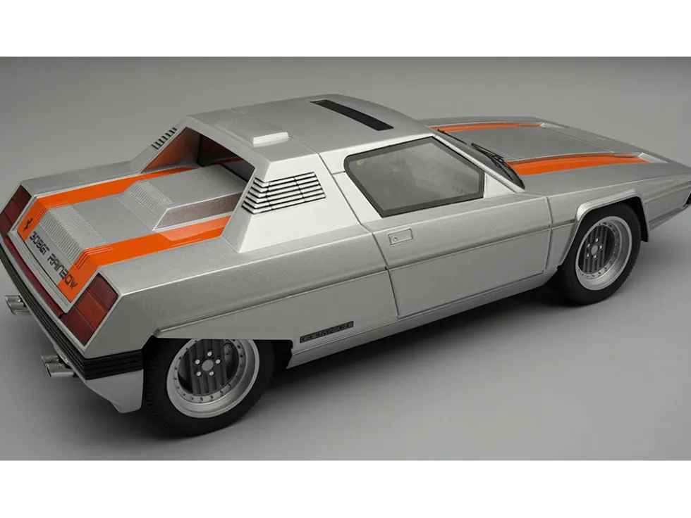 1976 Ferrari 308 GT Rainbow By Bertone Silver Metallic with Orange Stripes "Mythos Series" Limited Edition to 35 pieces Worldwide 1/18 Model Car by Tecnomodel