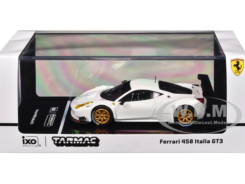 Ferrari 458 Italia GT3 White with Gold Wheels "Road64" Series 1/64 Diecast Model Car by Tarmac Works