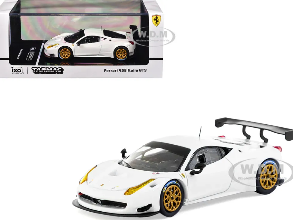 Ferrari 458 Italia GT3 White with Gold Wheels "Road64" Series 1/64 Diecast Model Car by Tarmac Works