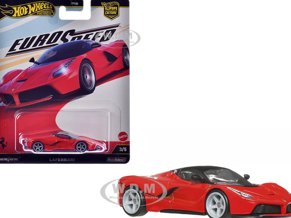 Ferrari LaFerrari Red with Black Top "Euro Speed" Series Diecast Model Car by Hot Wheels