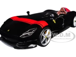 Ferrari Monza SP1 Black Metallic with Red Stripes "Race & Play" Series 1/24 Diecast Model Car by Bburago