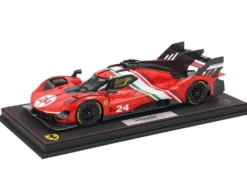 Ferrari 499P Modificata #24 Red with White Stripes "Launch Version" (2023) with DISPLAY CASE Limited Edition to 70 pieces Worldwide 1/18 Model Car by BBR