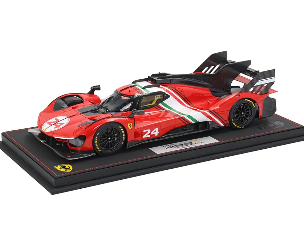Ferrari 499P Modificata #24 Red with White Stripes "Launch Version" (2023) with DISPLAY CASE Limited Edition to 70 pieces Worldwide 1/18 Model Car by BBR