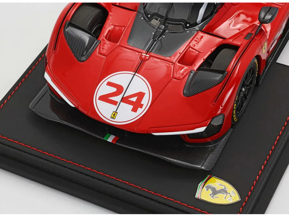 Ferrari 499P Modificata #24 Red with White Stripes "Launch Version" (2023) with DISPLAY CASE Limited Edition to 70 pieces Worldwide 1/18 Model Car by BBR