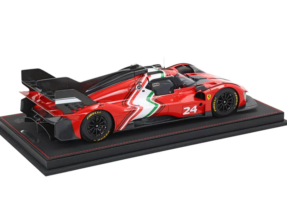 Ferrari 499P Modificata #24 Red with White Stripes "Launch Version" (2023) with DISPLAY CASE Limited Edition to 70 pieces Worldwide 1/18 Model Car by BBR