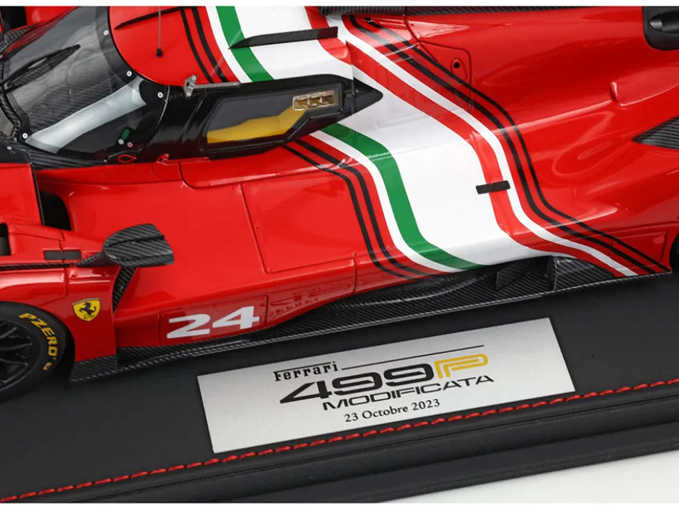 Ferrari 499P Modificata #24 Red with White Stripes "Launch Version" (2023) with DISPLAY CASE Limited Edition to 70 pieces Worldwide 1/18 Model Car by BBR