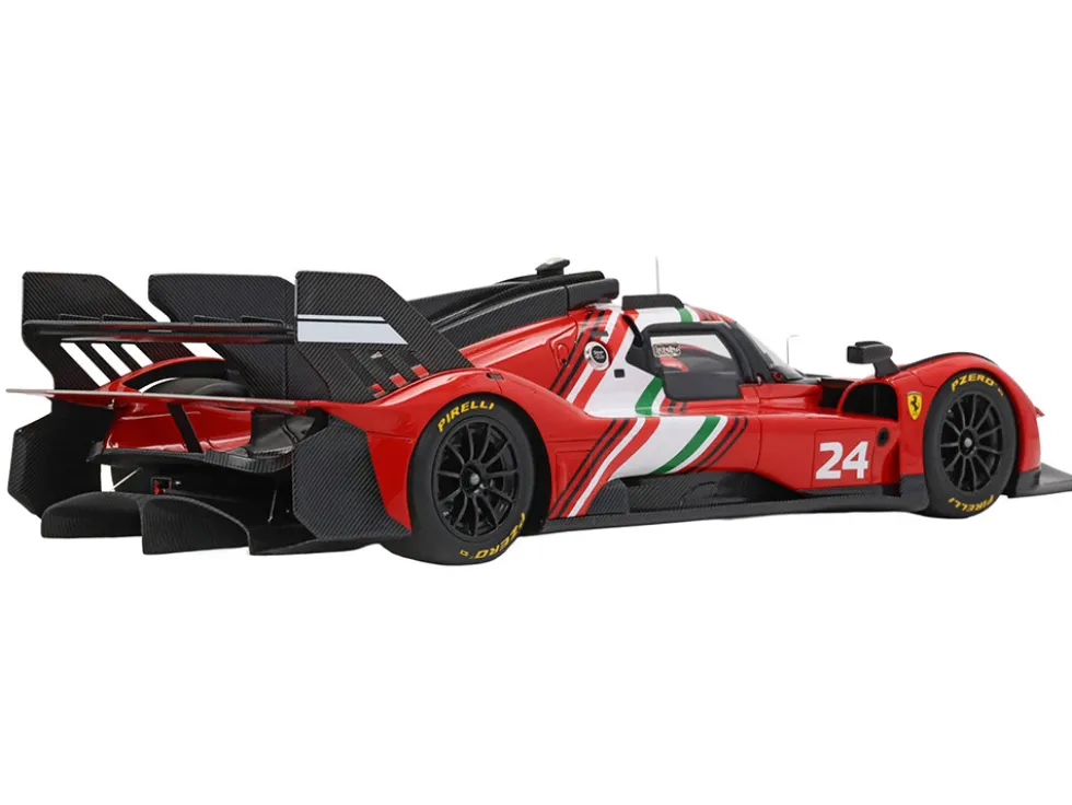 Ferrari 499P Modificata #24 Red with White Stripes "Launch Version" (2023) with DISPLAY CASE Limited Edition to 70 pieces Worldwide 1/18 Model Car by BBR