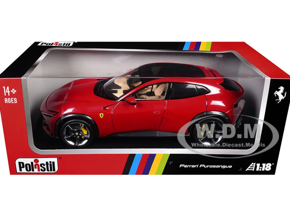 2022 Ferrari Purosangue Rosso Corsa Red with Black Top 1/18 Diecast Model Car by Polistil