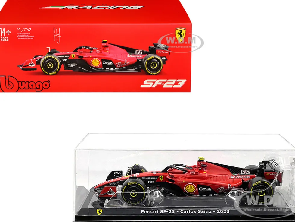 Ferrari SF-23 #55 Carlos Sainz Formula One F1 World Championship (2023) "Formula Racing" Series 1/24 Diecast Model Car by Bburago