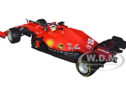 Ferrari SF21 #55 Carlos Sainz Formula One F1 Car Ferrari Racing Series 1/18 Diecast Model Car Bburago 16809SA