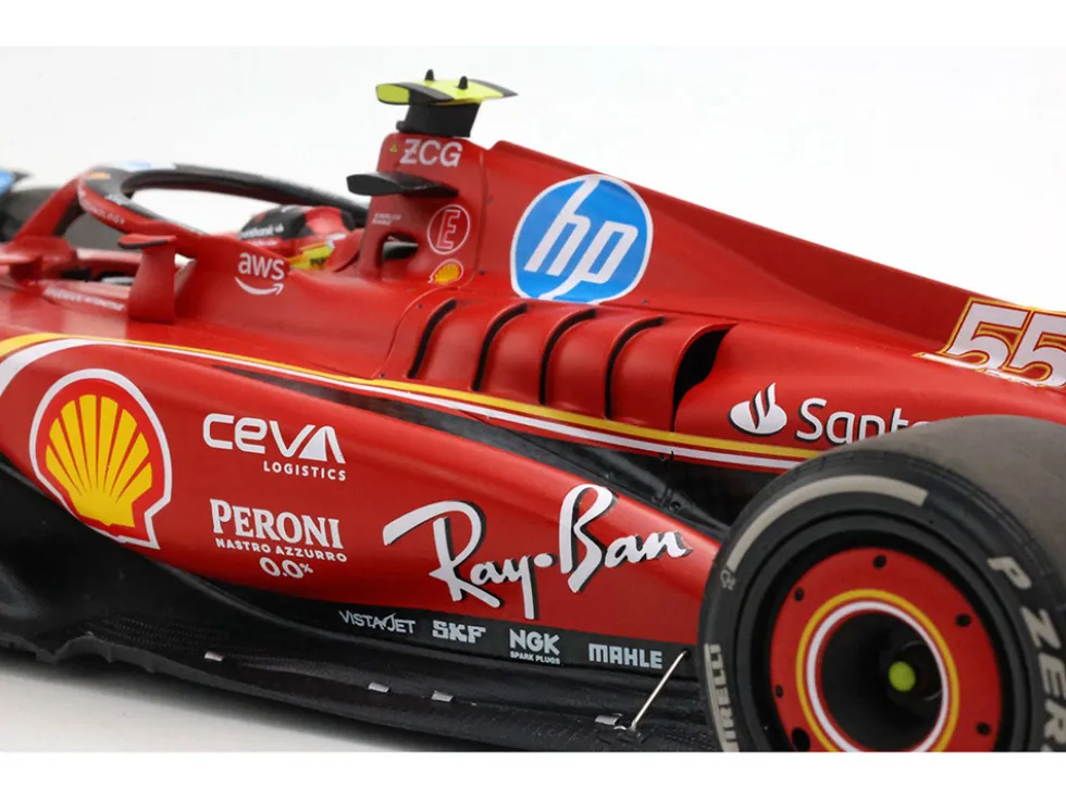 Ferrari SF-24 #55 Carlos Sainz Jr. 2nd Place Formula One F1 "United States GP" (2024) Limited Edition to 20 pieces Worldwide 1/18 Diecast Model Car by BBR