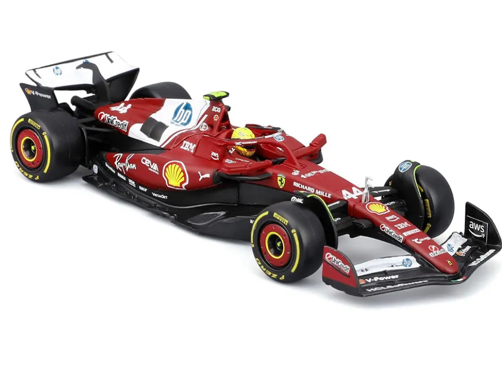 Ferrari SF-25 #44 Lewis Hamilton Formula One F1 "World Championship" (2025) with Display Case 1/43 Diecast Model Car by Bburago