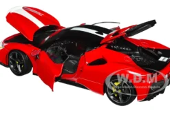 Ferrari SF90 Stradale Assetto Fiorano Red with White Stripes Signature Series 1/18 Diecast Model Car Bburago 16911r