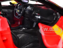 Ferrari SF90 Stradale Assetto Fiorano #50 Red with Black Top and Yellow Stripes "Race + Play" Series 1/18 Diecast Model Car by Bburago