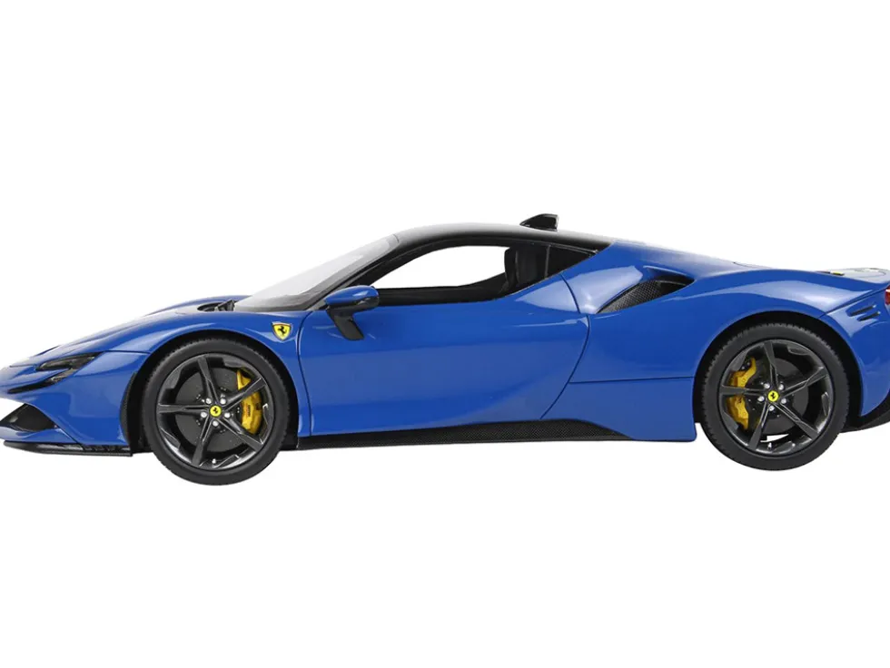 2019 Ferrari SF90 Stradale Azzurro Dino Blue Yellow White Stripes DISPLAY CASE Limited Edition 99 pieces Worldwide 1/18 Model Car BBR P18180F