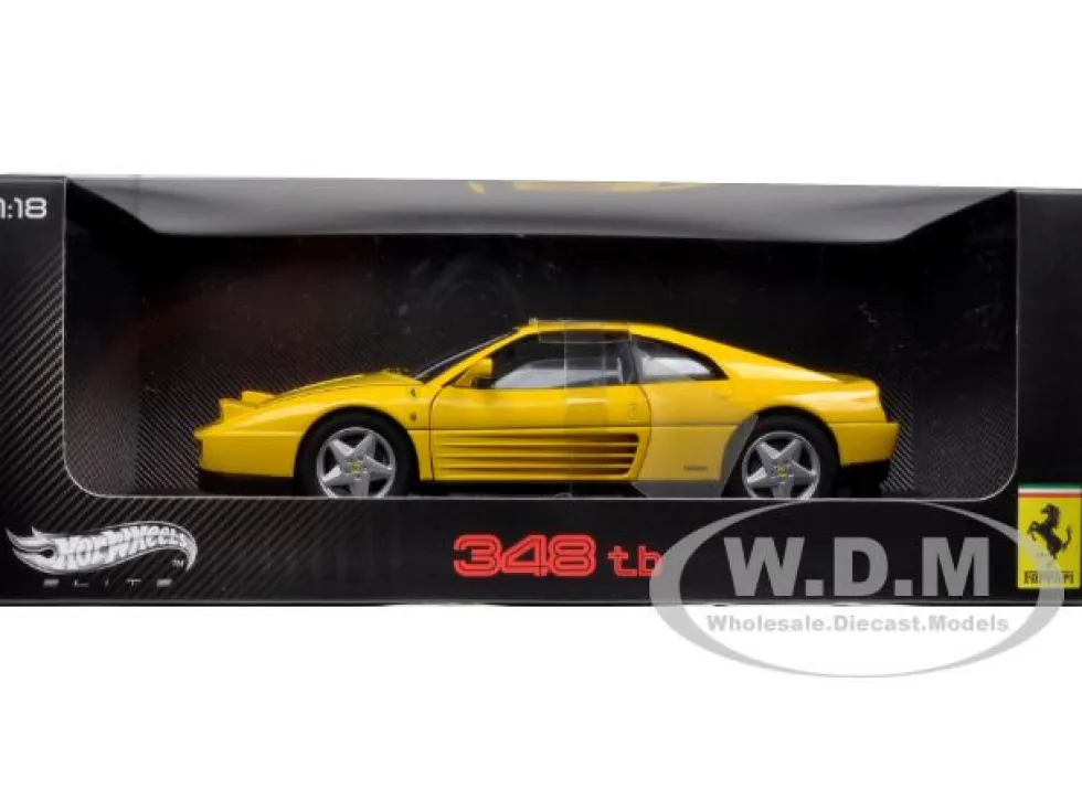 1989 Ferrari 348 TB Yellow Elite Edition 1/18 Diecast Car Model Hot Wheels V7437