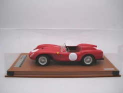 Ferrari 250 TR Pontoon-Fender "Press Clienti Corsa 1958" Rosso Corsa Red with White Circle Graphics "Mythos Series" with Display Case Limited Edition to 40 pieces Worldwide 1/18 Model Car by Tecnomodel