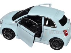 2023 Fiat 500e Light Blue 1/24 Diecast Model Car by Bburago