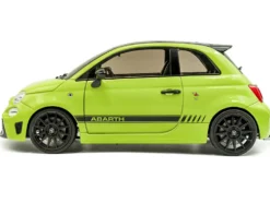 2023 Fiat F595 Abarth Verde Adrenalina Green with Black Top and Stripes 1/18 Diecast Model Car by Solido