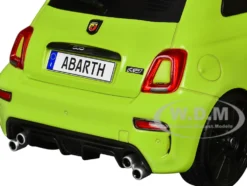 2023 Fiat F595 Abarth Verde Adrenalina Green with Black Top and Stripes 1/18 Diecast Model Car by Solido