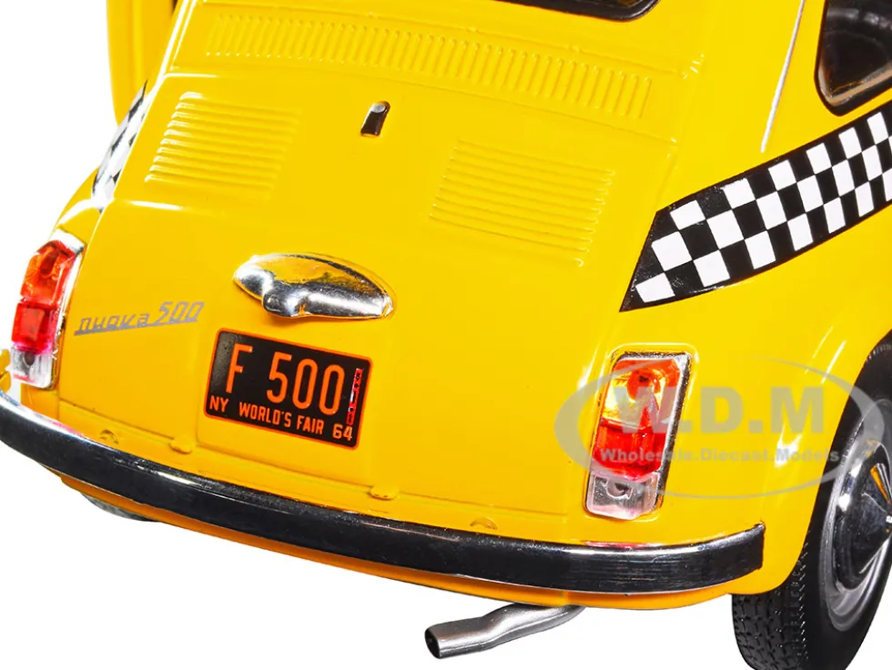 1965 Fiat 500 L NYC Taxi New York City Yellow 1/18 Diecast Model Car Solido S1801407