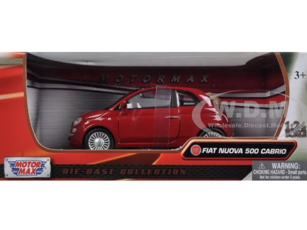 Fiat 500 Nuova Cabrio Red 1/24 Diecast Model Car Motormax 73374