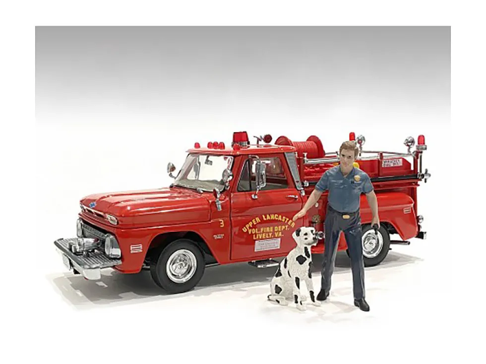 Firefighters Fire Dog Training Figures Trainer Dog 1/24 Scale Models American Diorama 76420