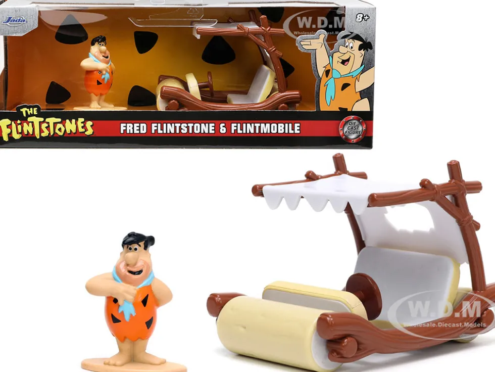 Flintmobile Fred Flintstone Diecast Figurine The Flintstones Hollywood Rides Series 1/32 Diecast Model Car Jada 33382