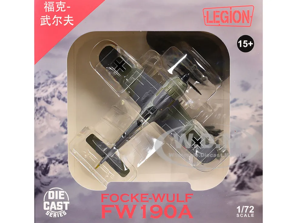 Focke-Wulf Fw 190A Aircraft "14-Victory Ace Hauptmann Wilhelm Gath, Stab/JG 26 Schlageter, France" (1942) German Luftwaffe 1/72 Diecast Model Airplane by Legion