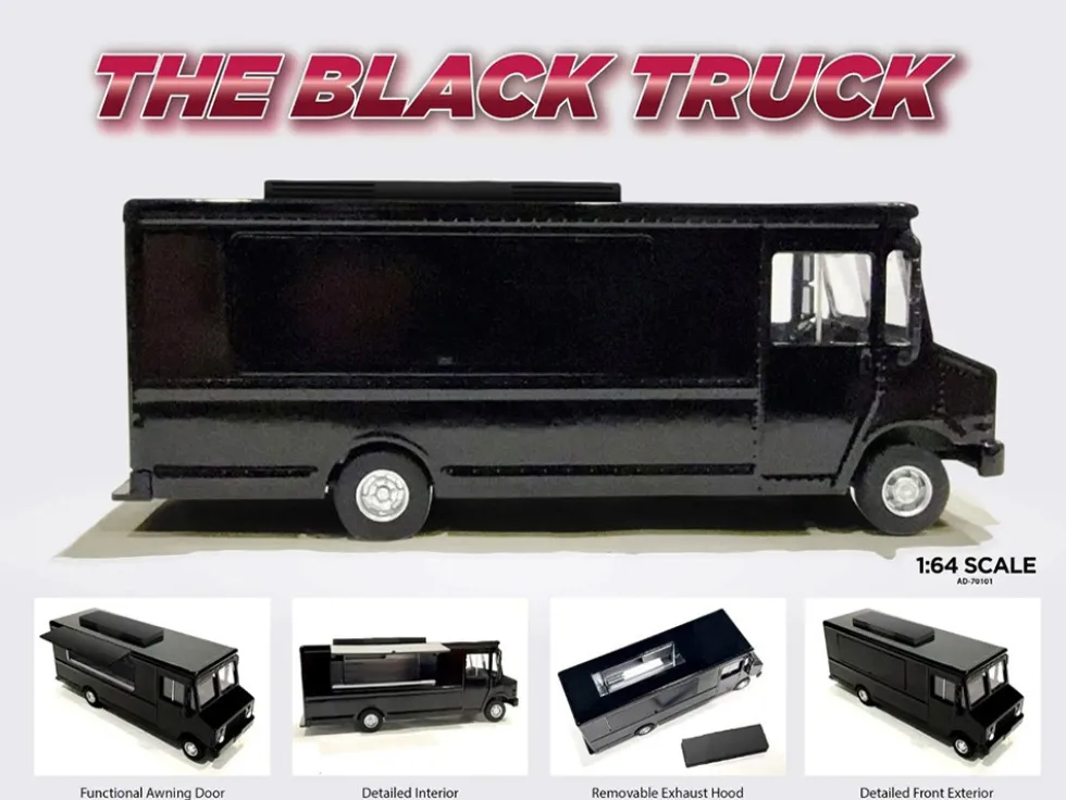 Food Truck Plain Black 1/64 Diecast Model by American Diorama