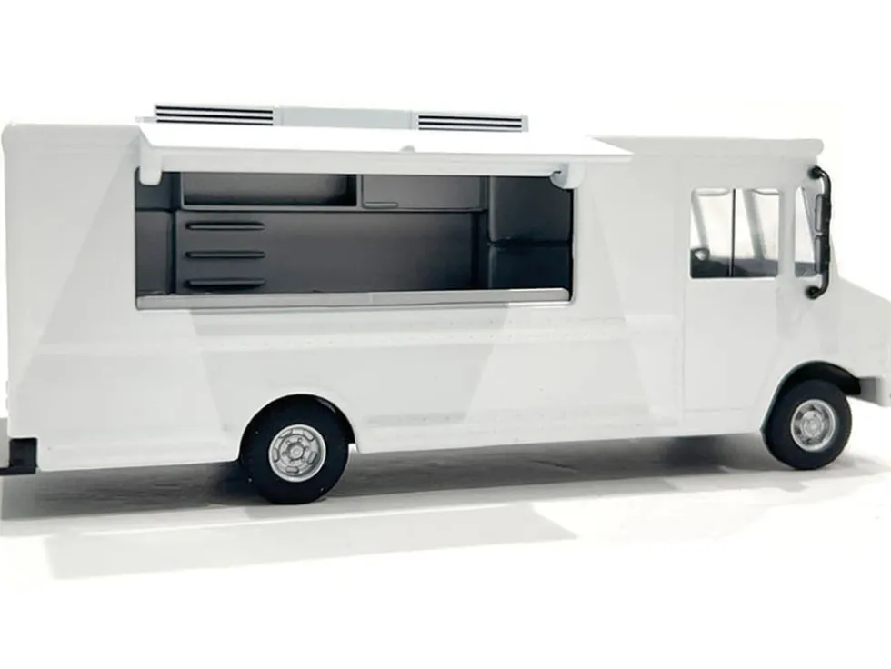 Food Truck Plain White with Graphics 1/64 Diecast Model by American Diorama