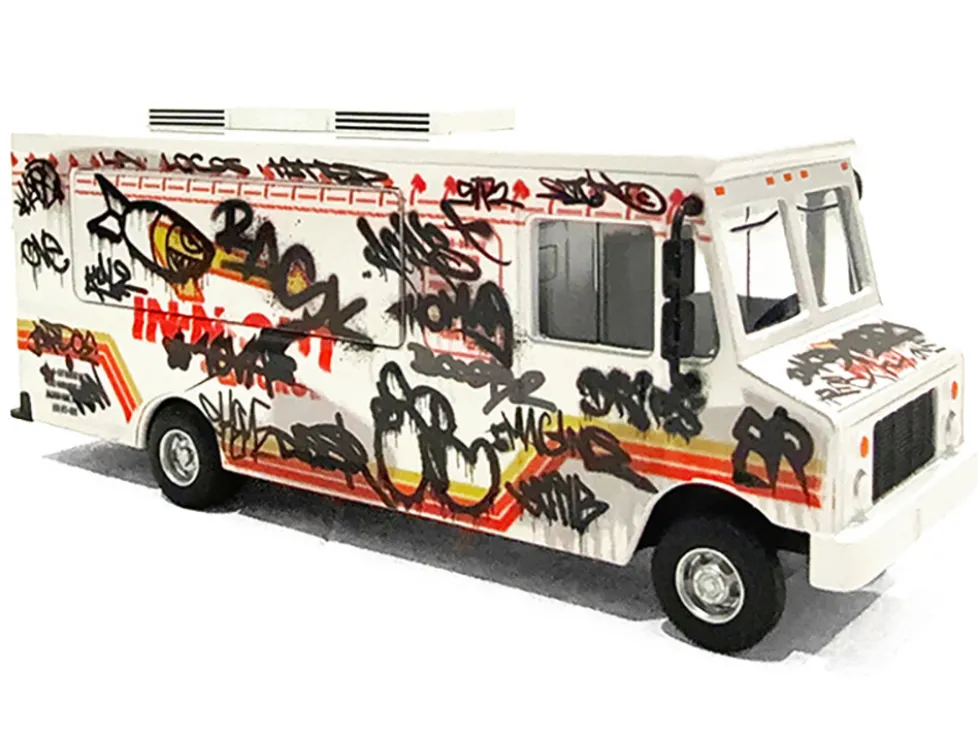 Food Truck "The Graffiti Truck" White with Graphics 1/64 Diecast Model by American Diorama