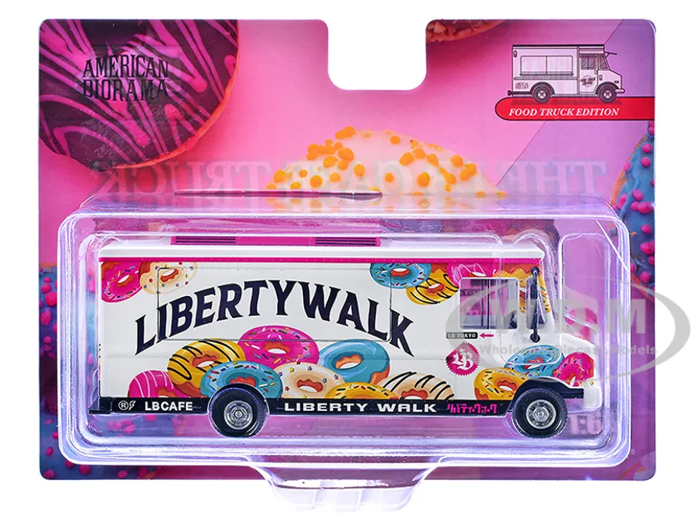 Food Truck "The LB Cafe Truck - Liberty Walk" White with Graphics 1/64 Diecast Model by American Diorama