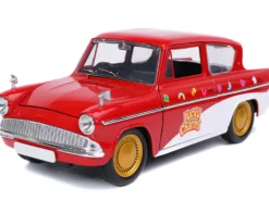 1959 Ford Anglia Red White Lucky the Leprechaun Diecast Figurine Lucky Charms 1/24 Diecast Model Car Jada 32200