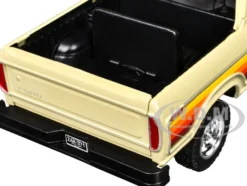 1978 Ford Bronco Custom Cream with Stripes and Black Top "Platinum Collection" Series 1/24 Diecast Model Car by Motormax