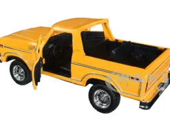 1978 Ford Bronco Custom Open Top Yellow with Timeless Legends Series 1/24 Diecast Model Car Motormax 79374y
